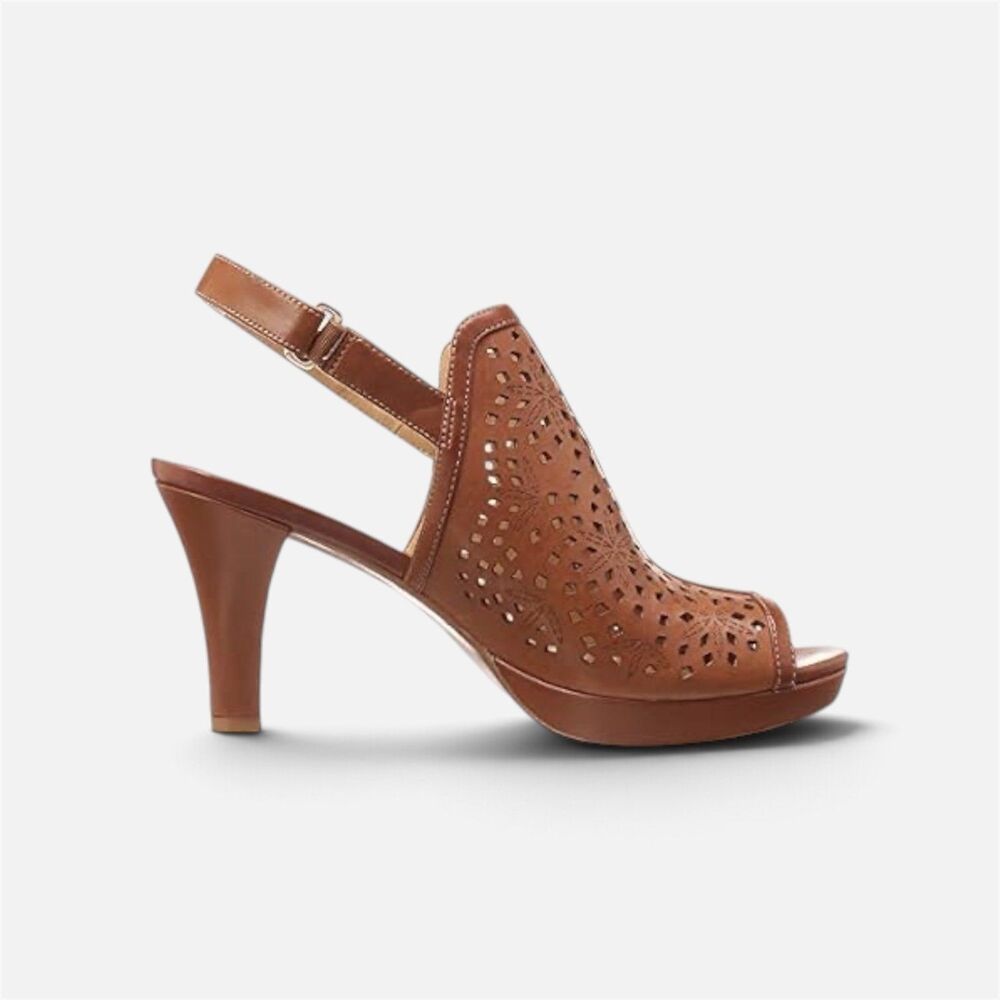 Women's Naturalizer Paige Brown Peep-Toe Slingback Heels with Cutout Design